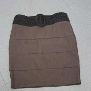Elegant Brown Skirt with Black Accents